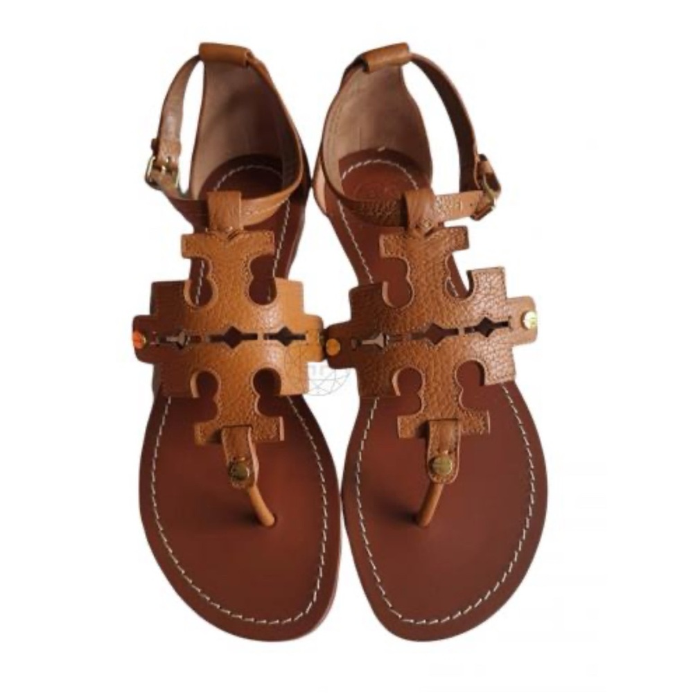 +Tory Burch Phoebe Flat Thong Sandal Tan Leather.Sz 8
